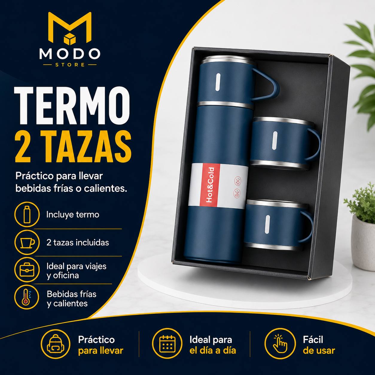 Termo con 2 Tazas Incluidas