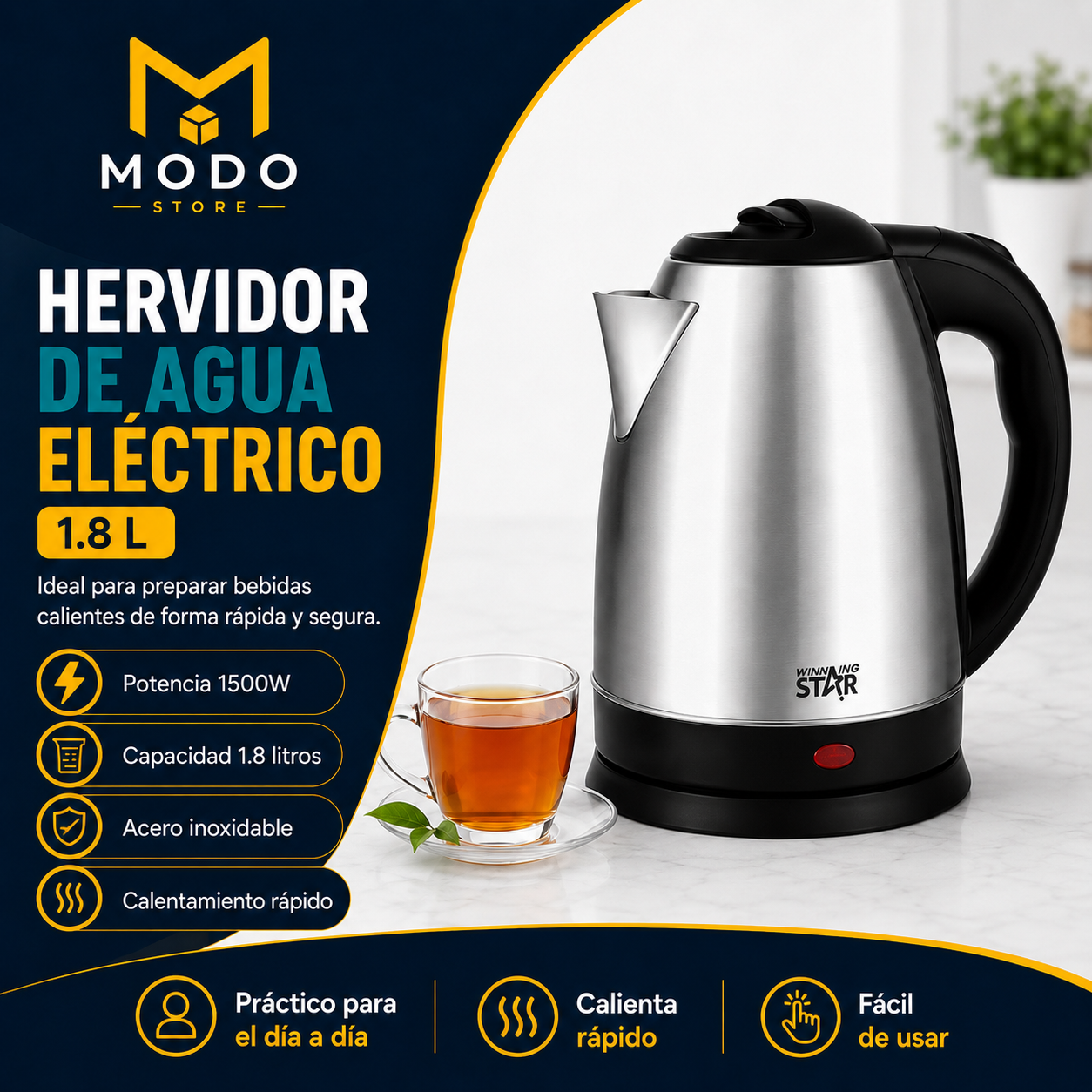 Hervidor de Agua Eléctrico 1.8 L