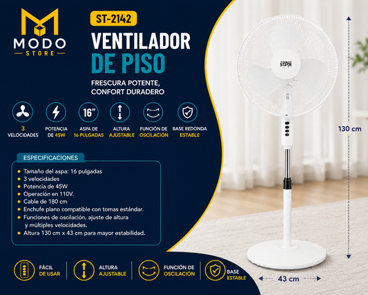 Ventilador de Piso 16 Pulgadas