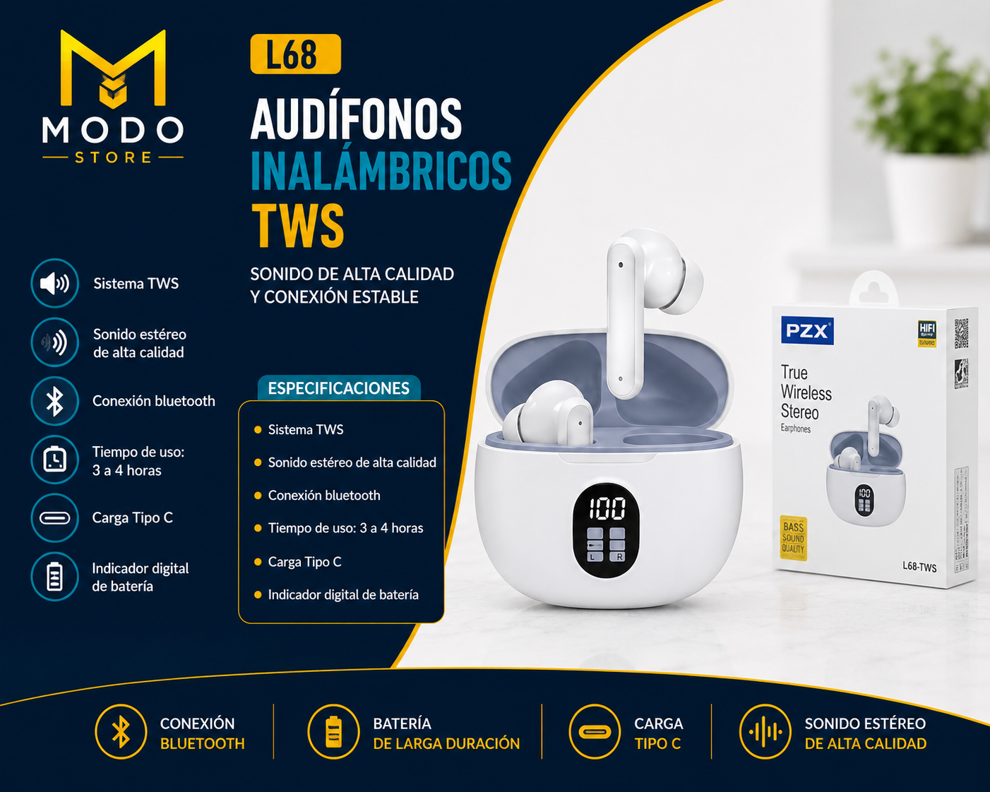 Audífonos Inalámbricos TWS L68