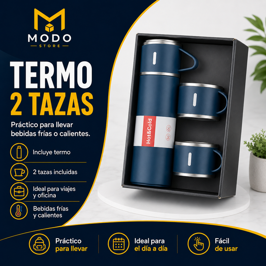 Termo con 2 Tazas Incluidas